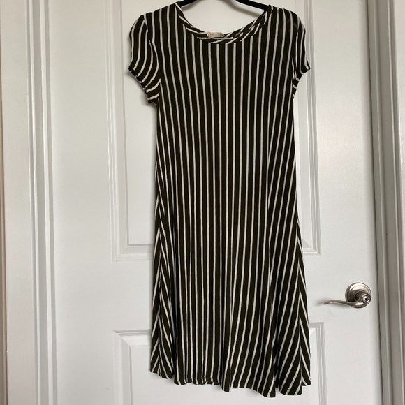Pinc Green White Striped Midi Dress - Picture 1 of 4